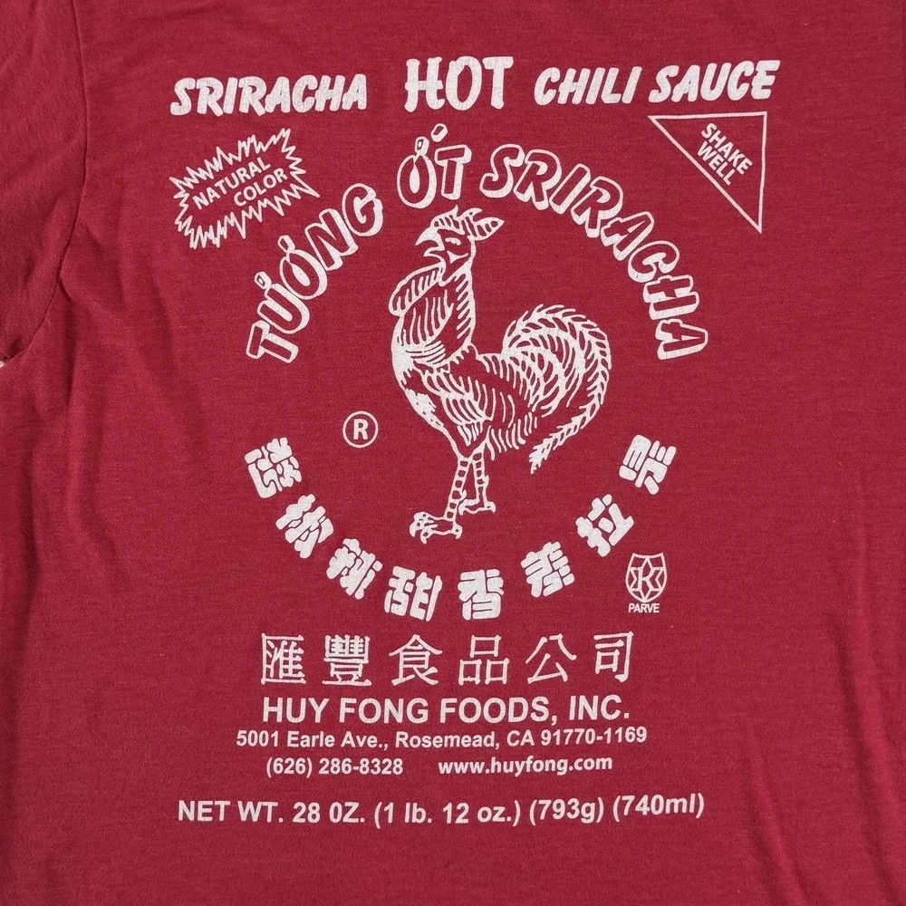 Ripple Junction Sriracha Hot Chili Sauce T-Shirt Adult Medium Red Huy Fong Foods